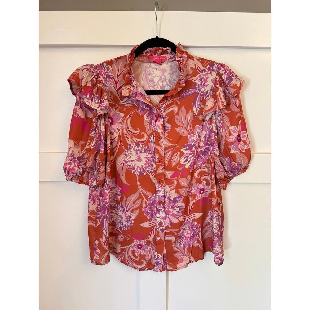 Flying Tomato floral blouse size‎ small EUC